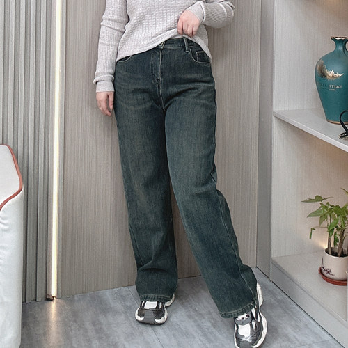 2025秋季大码女加绒牛仔裤女长裤