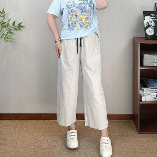 莱赛尔天丝直筒裤女大码八分裤子