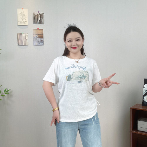 大码夏季新款印花短袖T恤女上衣