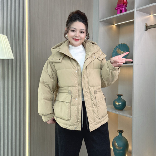 新国标90白鸭绒羽绒服外套女大码