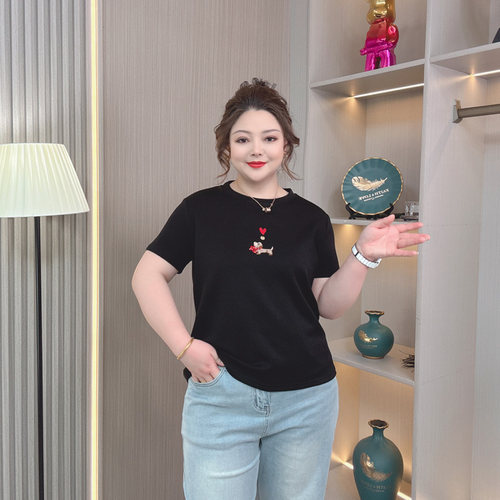 胖mm洋气减龄短袖T恤女夏季新款