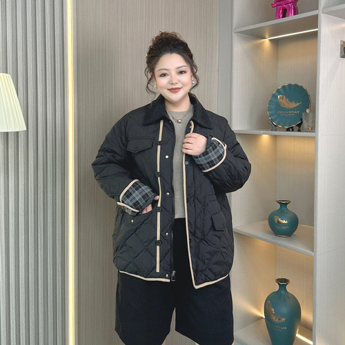 大码女装白鸭绒轻薄羽绒服外套女