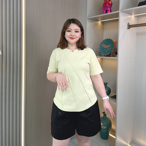 大码胖mm夏季新款纯棉短袖t恤女