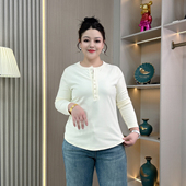 t恤女士秋冬内搭保暖打底衫 大码 胖MM德绒半开领长袖 减龄显瘦上衣