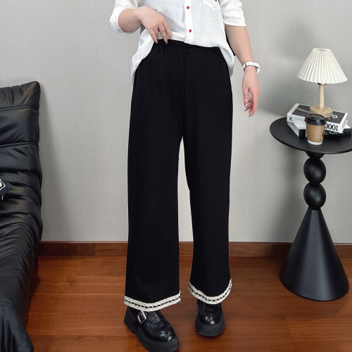 黑色休闲裤女春装大码九分直筒裤