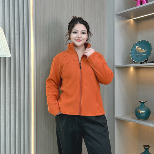 秋冬加绒卫衣外套女大码保暖上衣