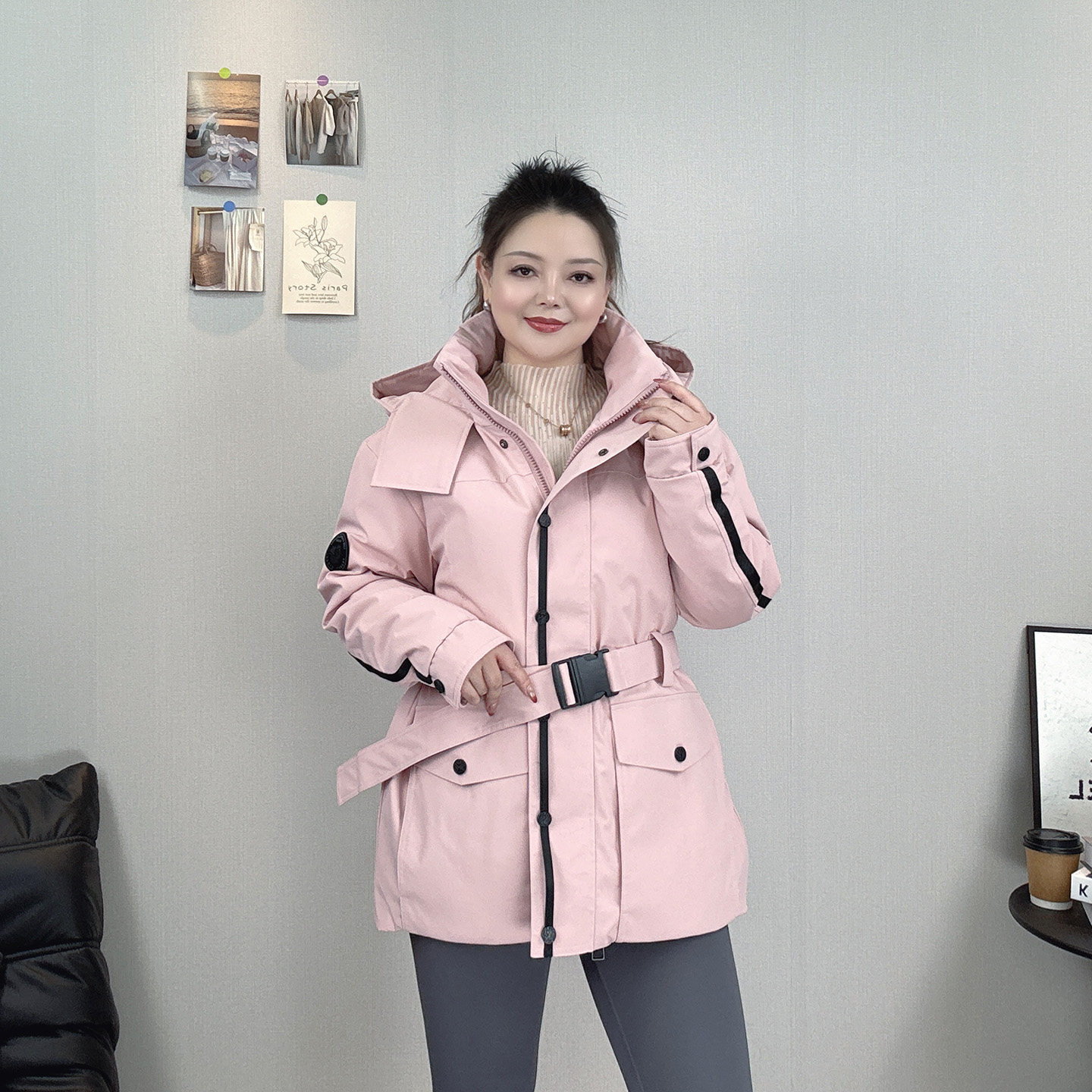 2026冬连帽工装羽绒服女大码胖MM宽松显瘦收腰加厚保暖派克服外套