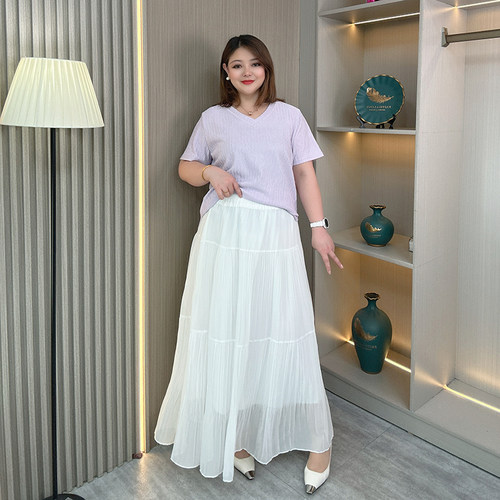 大码女装夏新款显瘦中长款半身裙