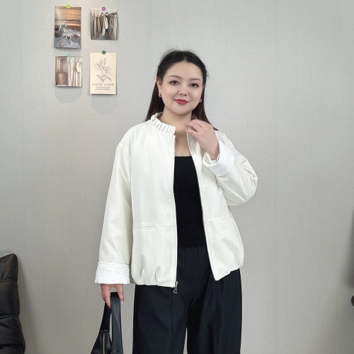 蕾丝拼接长袖外套女上衣大码夹克