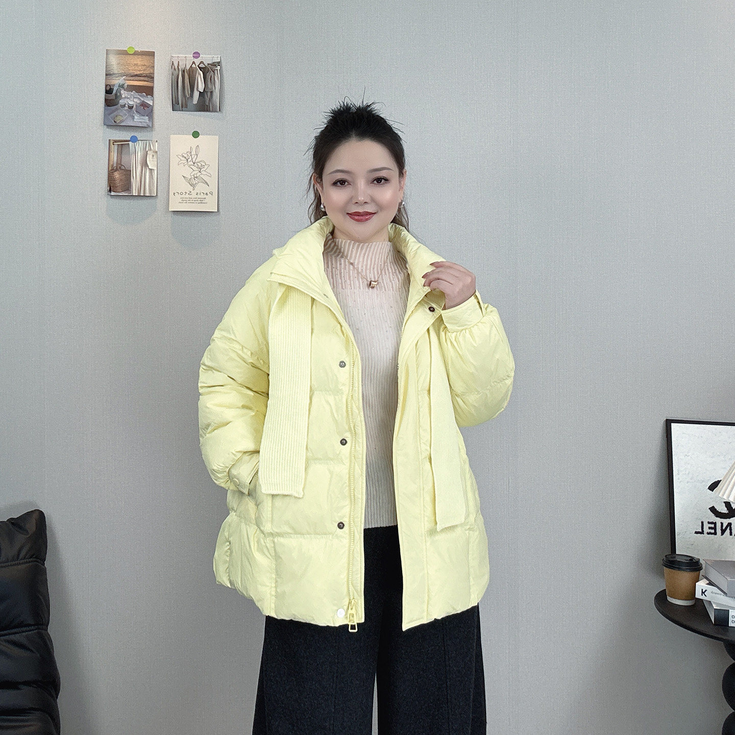 2026冬装白鸭绒羽绒服女大码宽松显瘦休闲时尚针织连帽保暖外套潮