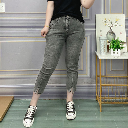 高腰牛仔裤女夏季新款大码女装