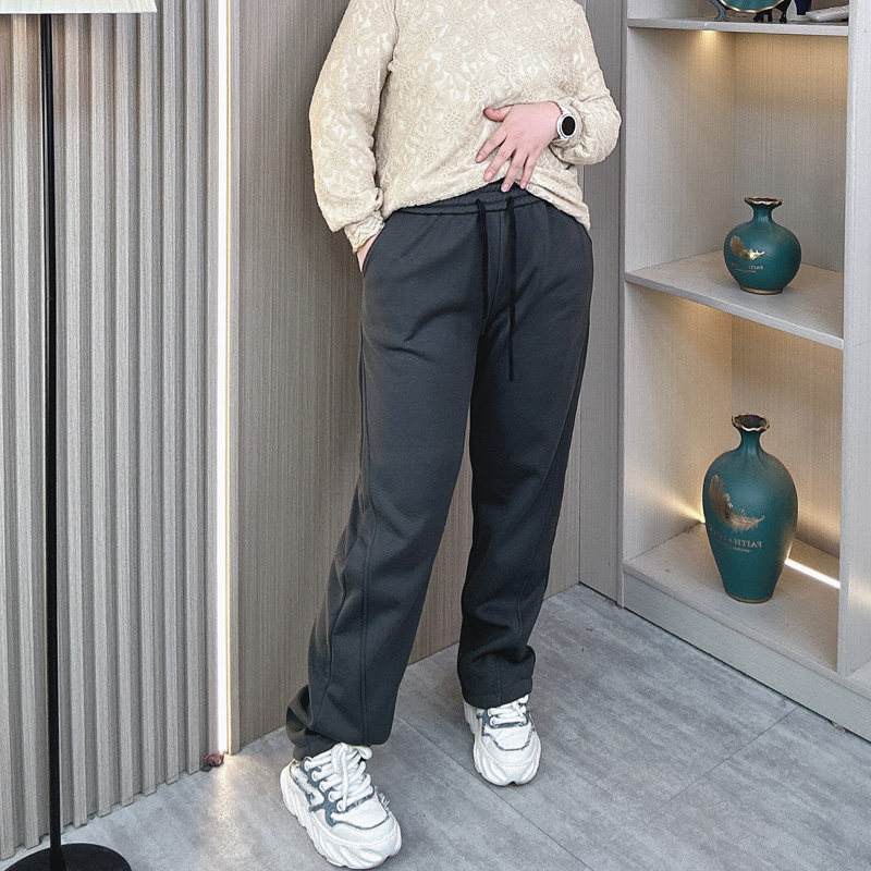 2025冬大码加绒窄版阔腿直筒裤子