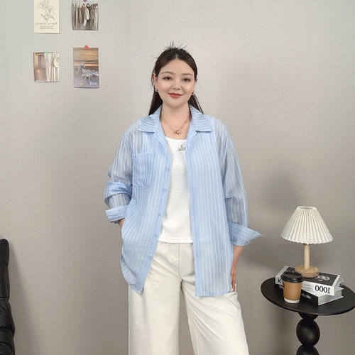 天丝长袖衬衫女薄款大码休闲上衣