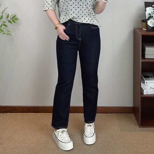 高腰直筒牛仔裤女大码休闲哈伦裤