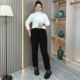 加绒保暖休闲裤 胖mm松紧腰弹力显瘦直筒烟管裤 子女秋冬几新款 大码