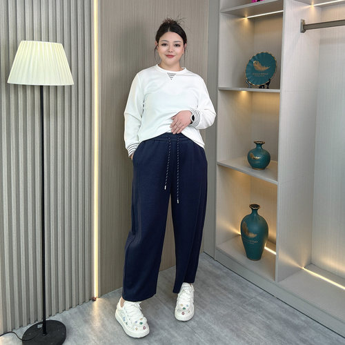 大码胖mm春秋宽松休闲运动卫裤女