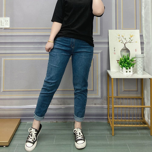 胖妹妹大码春秋弹力显瘦牛仔裤