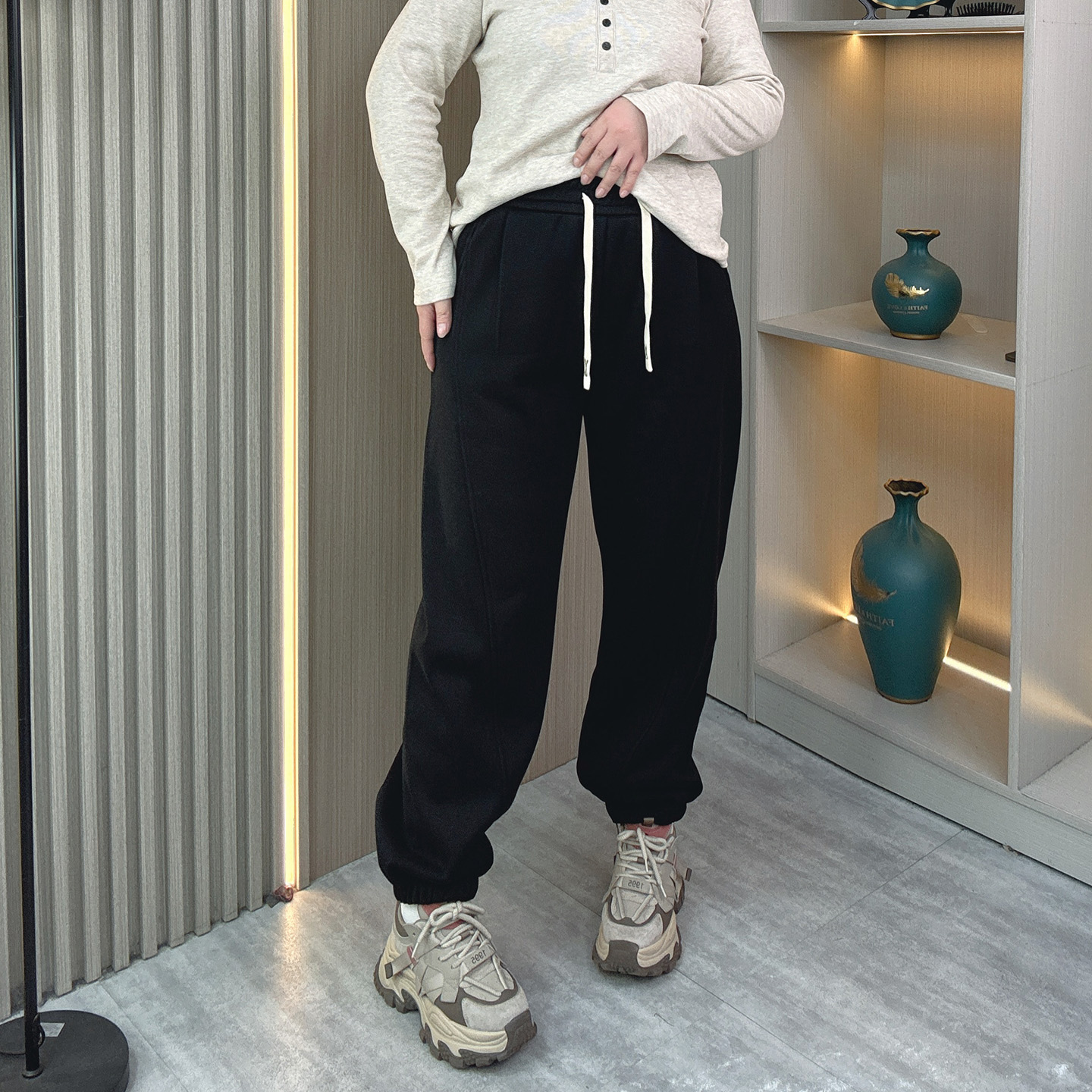 大码女装冬季加绒休闲运动卫裤