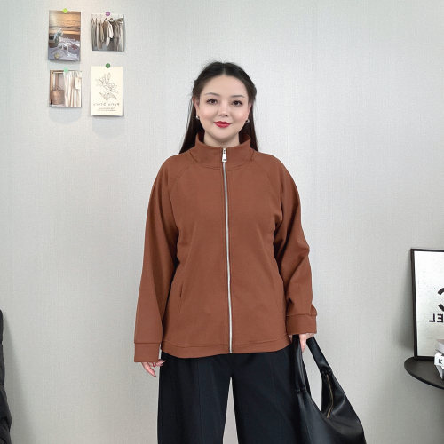 大码立领拉链外套女上衣夹克开衫