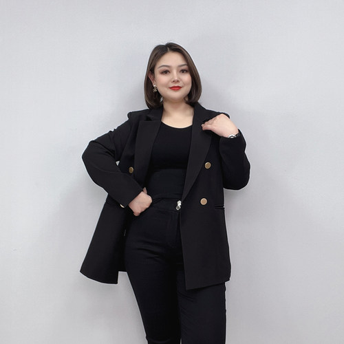 大码女装春秋宽松休闲西装外套女