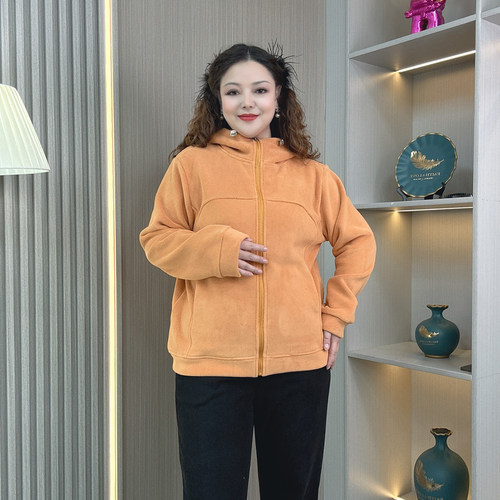 大码女装户外奥粒绒连帽抓绒卫衣