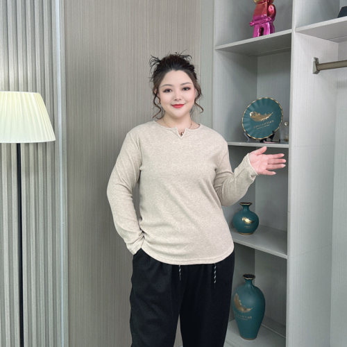 大码女装软糯内搭长袖T恤春新款