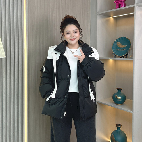 加肥加大码200斤胖mm羽绒服外套