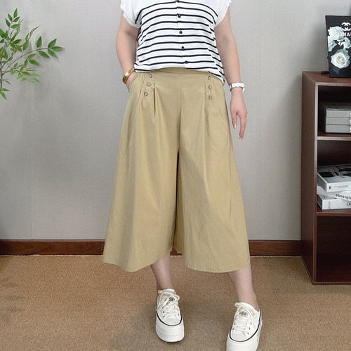 夏季薄款阔腿裤女2026新款大码高腰显瘦休闲山本裙裤直筒七分裤子