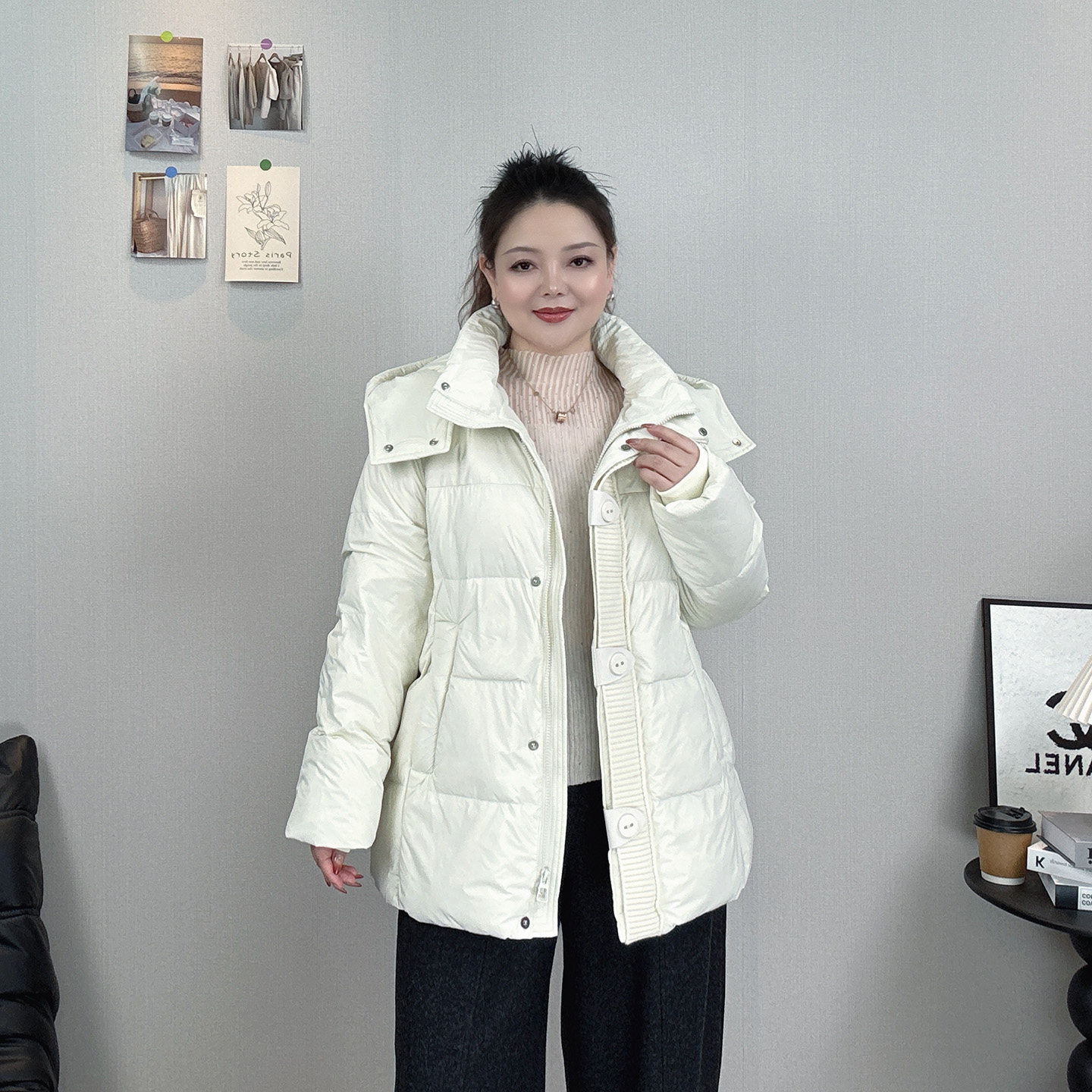 大码女装2026冬季加厚保暖羽绒服女白鸭绒连帽收腰显瘦中长款外套