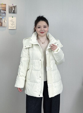 大码女装加厚保暖羽绒服女白鸭绒
