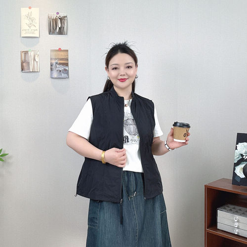 大码女装防晒薄款无袖马甲女外套