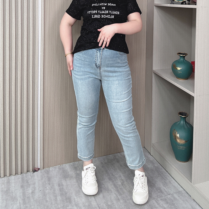 2024夏季大码牛仔裤女休闲九分裤
