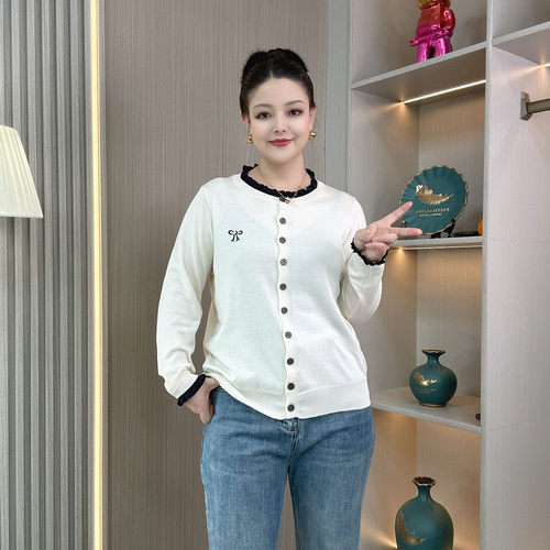 大码胖MM拼接撞色假两件针织开衫