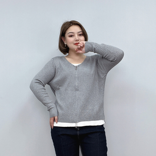 女套头毛衣打底衫 2026秋装 胖mm遮肉显瘦休闲假两件针织衫 大码 新款