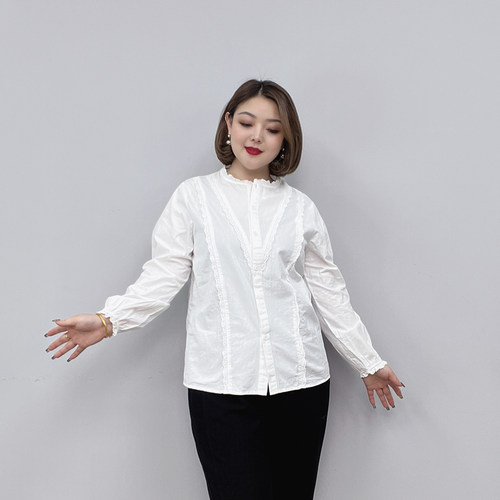 白色衬衫女长袖大码气质显瘦上衣