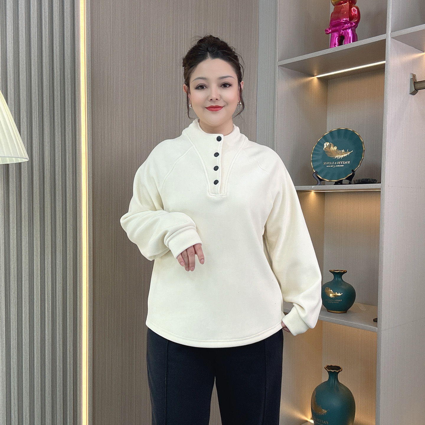 大码冬季加绒加厚保暖澳粒绒卫衣