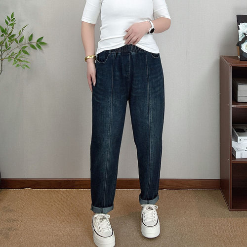 大码女装2026高腰休闲直筒牛仔裤