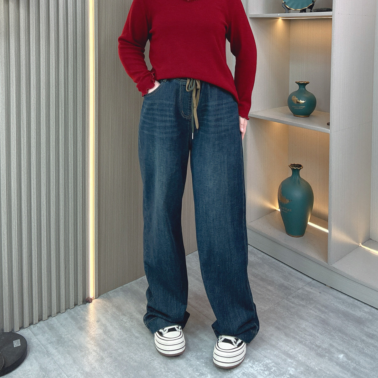 松紧腰牛仔裤女春秋季新款大码胖mm宽松显瘦窄版直筒阔腿拖地裤子,女装/女士精品,大码裤装,淘宝优惠券,粉丝福利购,淘宝优惠卷