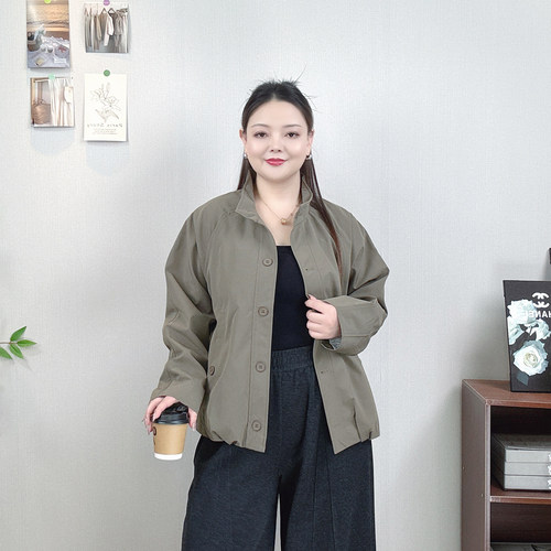 立领外套女大码时尚夹克开衫上衣