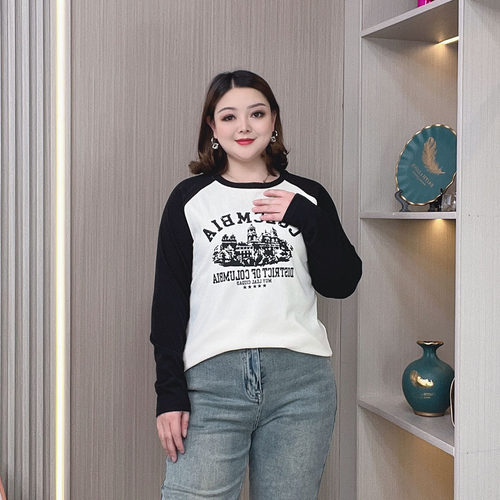 春装新款大码澳绒T恤女打底衫潮