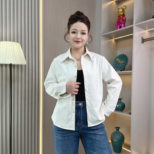 翻领长袖衬衫外套女正肩休闲上衣