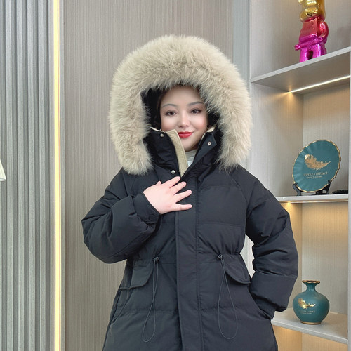 大码冬季保暖加厚白鸭绒羽绒服