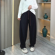 女宽松直筒休闲运动卫裤 大码 松紧高腰抽绳弯刀阔腿裤 春秋新款 女装