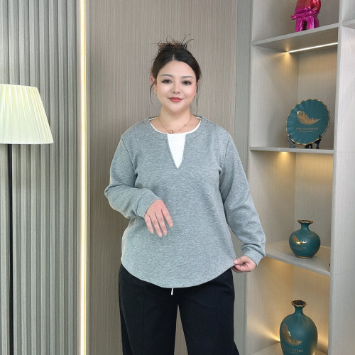大码女装胖mm春秋宽松假两件上衣