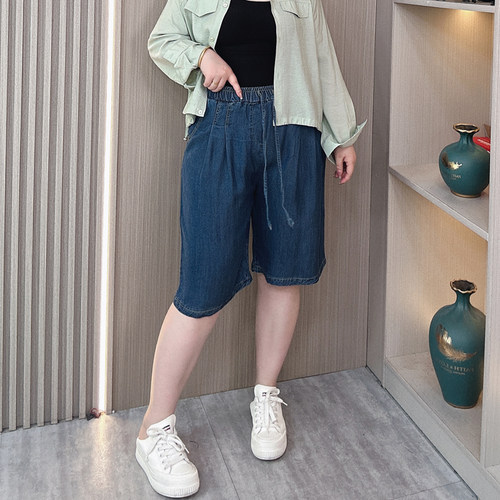 2025夏大码五分大码天丝牛仔裤女