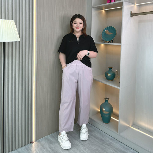 大码女装夏季薄款冰丝速干九分裤