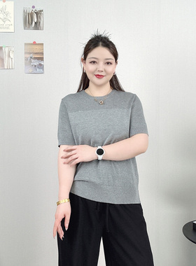 白色镂空短袖针织衫T恤女大码胖MM夏装凉感宽松显瘦休闲百搭上衣