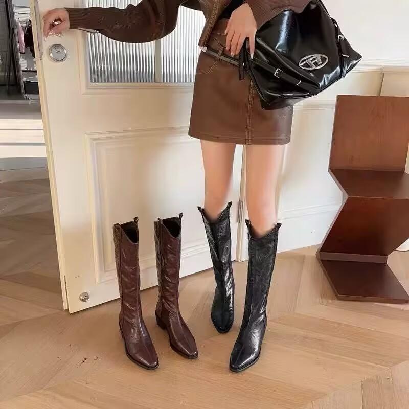 欧版尖头长靴冬季新款英伦风