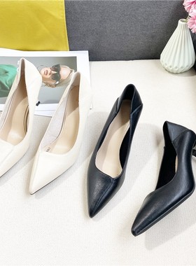 希希家 舒适洋气时尚百搭细跟单鞋尖头工作鞋气质简约C101925-9