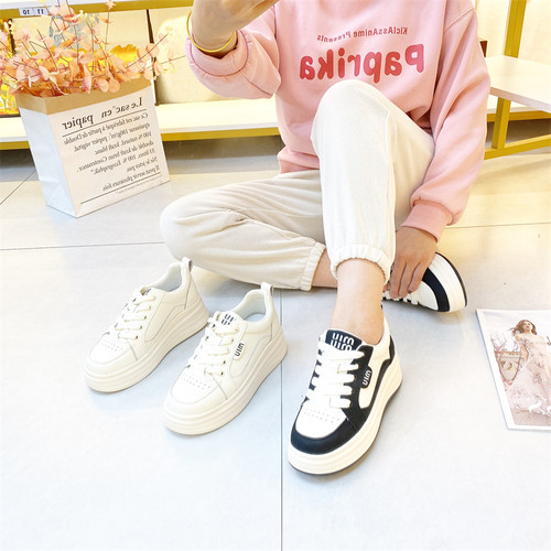真皮撤柜断码特价女舒服百搭休闲鞋厚底轻便透气运动鞋9880-3C